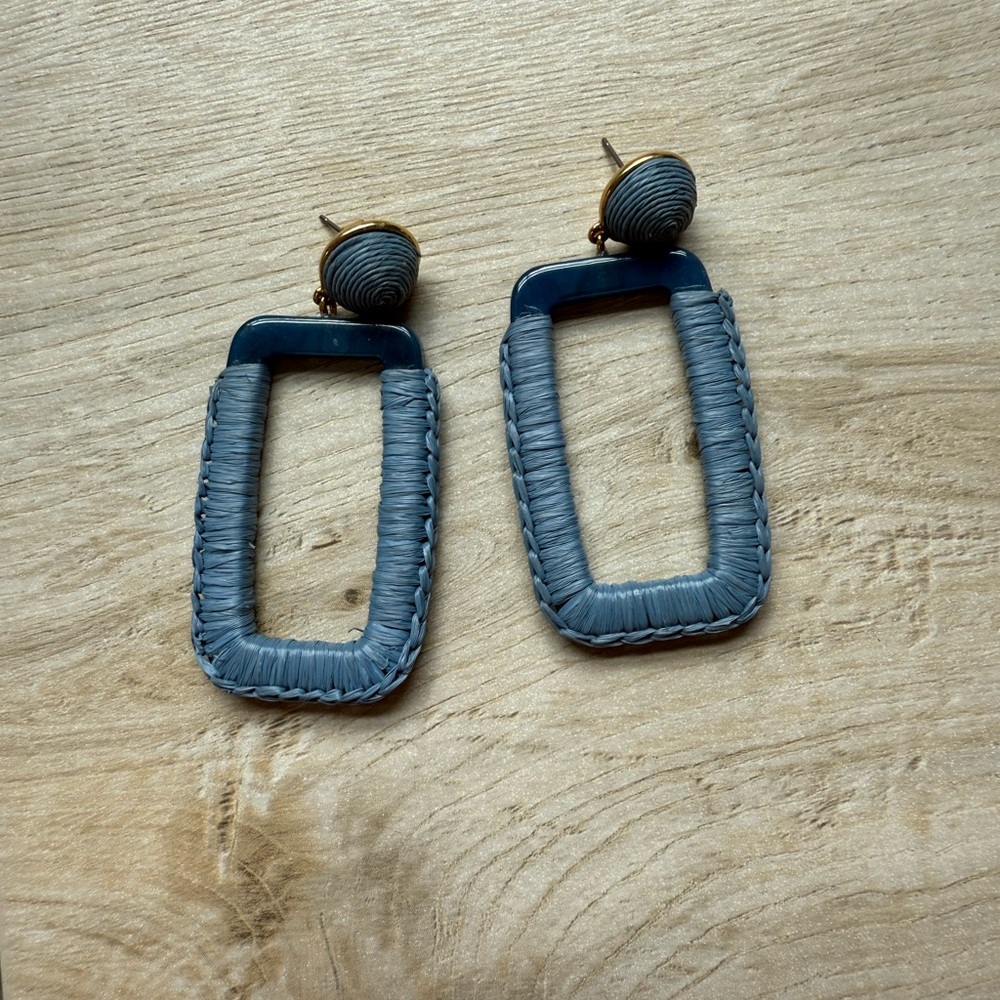 J. Crew Gray Woven Rectangle Earrings